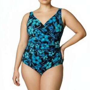 Maxine Beautiful Print High Back Swimsuit sz 16